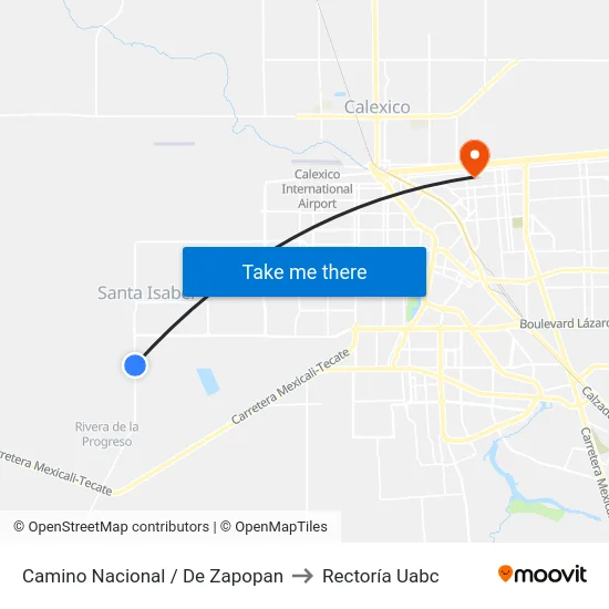 Camino Nacional / De Zapopan to Rectoría Uabc map