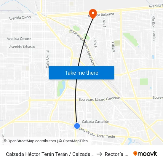 Calzada Héctor Terán Terán / Calzada Anáhuac to Rectoría Uabc map