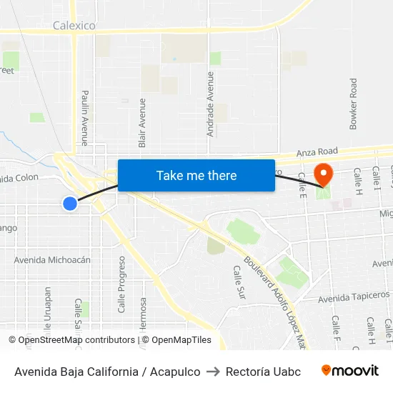 Avenida Baja California / Acapulco to Rectoría Uabc map