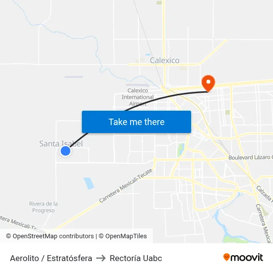 Aerolito / Estratósfera to Rectoría Uabc map