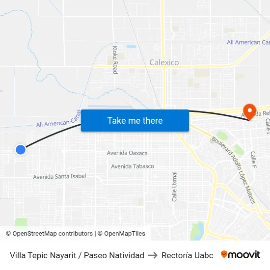 Villa Tepic Nayarit / Paseo Natividad to Rectoría Uabc map