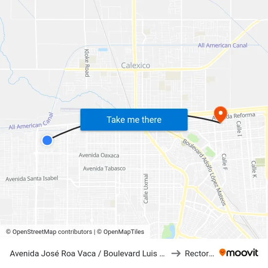 Avenida José Roa Vaca / Boulevard Luis Donaldo Colosio Murrieta Joma to Rectoría Uabc map