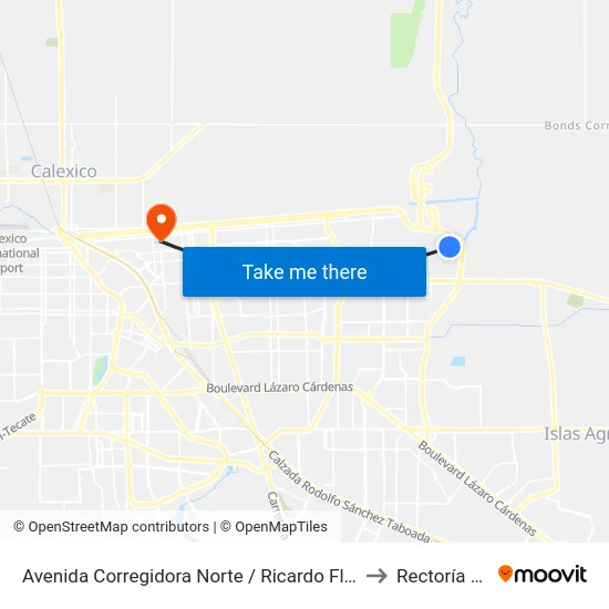 Avenida Corregidora Norte / Ricardo Flores Magón to Rectoría Uabc map