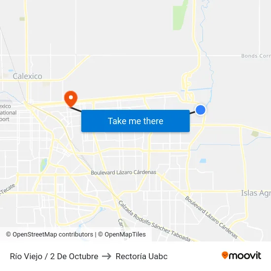 Río Viejo / 2 De Octubre to Rectoría Uabc map
