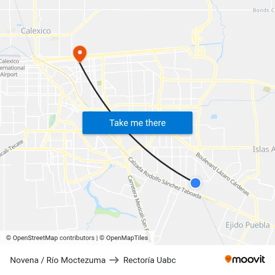 Novena / Río Moctezuma to Rectoría Uabc map