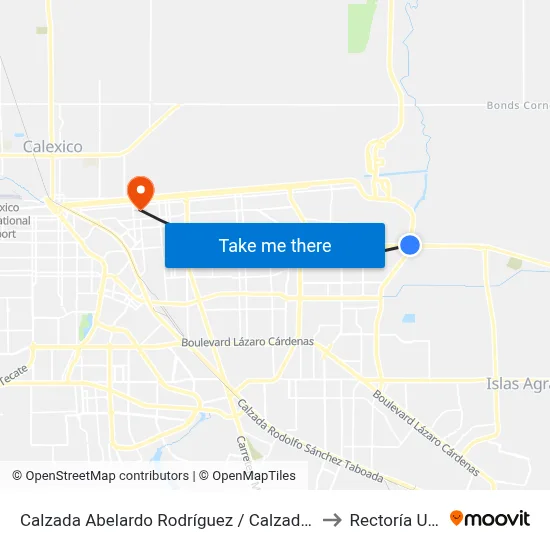 Calzada Abelardo Rodríguez / Calzada Cetys to Rectoría Uabc map