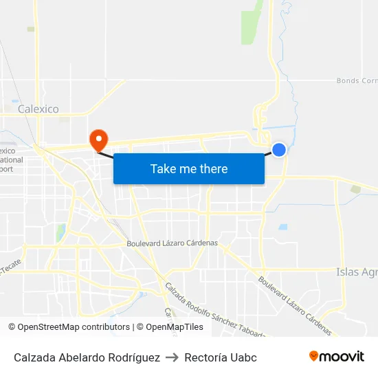 Calzada Abelardo Rodríguez to Rectoría Uabc map