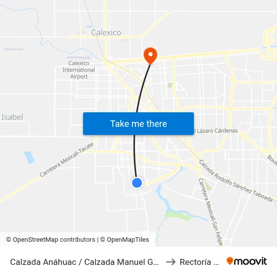 Calzada Anáhuac / Calzada Manuel Gómez Morín to Rectoría Uabc map