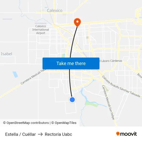 Estella / Cuéllar to Rectoría Uabc map