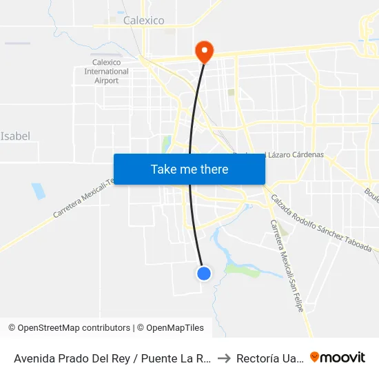 Avenida Prado Del Rey / Puente La Reina to Rectoría Uabc map