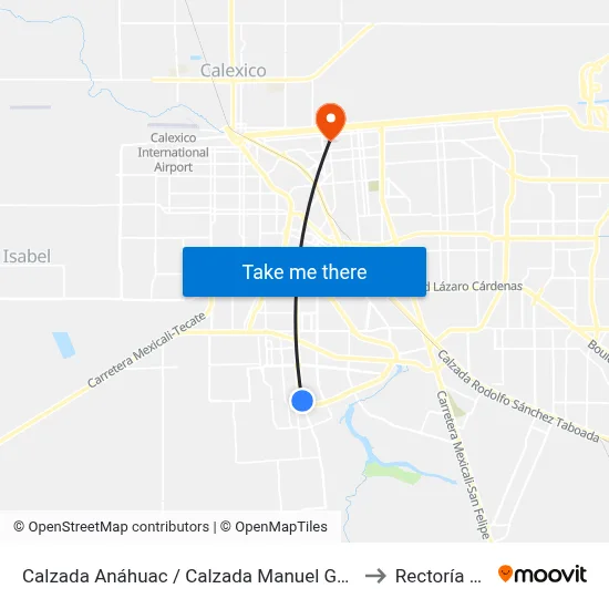 Calzada Anáhuac / Calzada Manuel Gómez Morín to Rectoría Uabc map