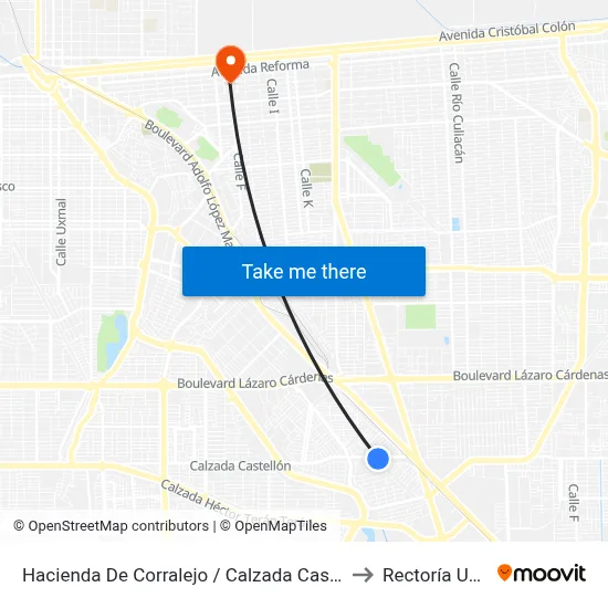 Hacienda De Corralejo / Calzada Castellón to Rectoría Uabc map