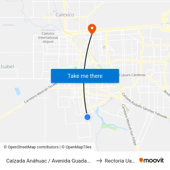 Calzada Anáhuac / Avenida Guadamur to Rectoría Uabc map