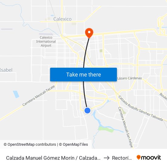 Calzada Manuel Gómez Morín / Calzada Lombardo Toledano to Rectoría Uabc map