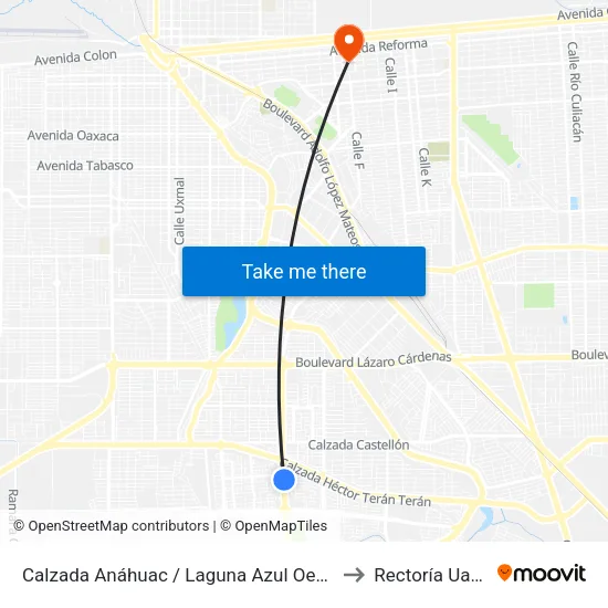 Calzada Anáhuac / Laguna Azul Oeste to Rectoría Uabc map