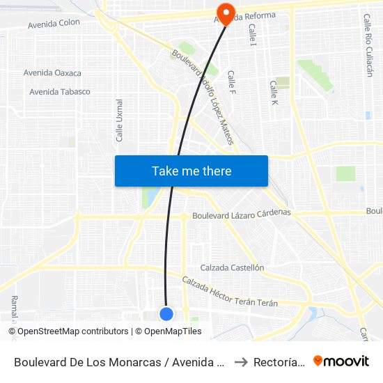 Boulevard De Los Monarcas / Avenida De Los Aragones to Rectoría Uabc map