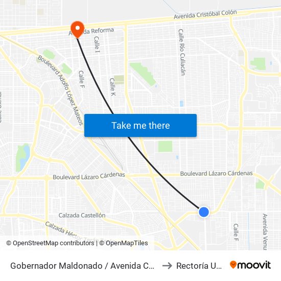 Gobernador Maldonado / Avenida Cabildo to Rectoría Uabc map