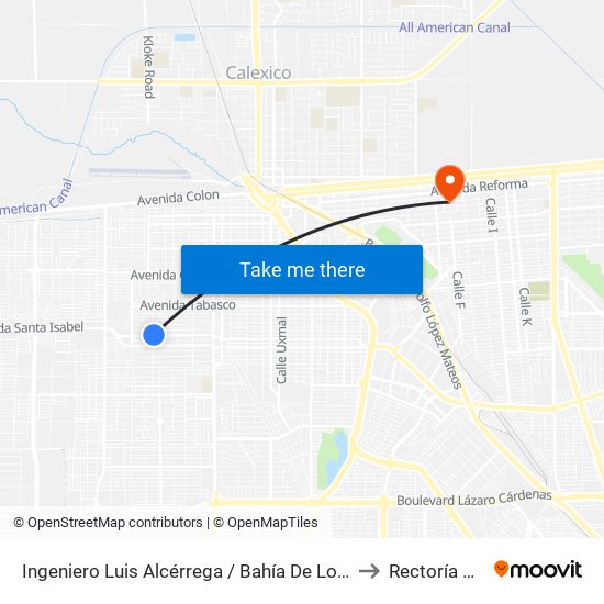 Ingeniero Luis Alcérrega / Bahía De Los Ángeles to Rectoría Uabc map