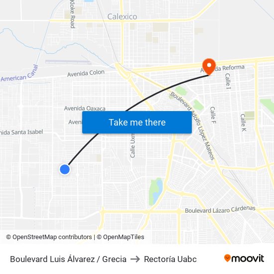 Boulevard Luis Álvarez / Grecia to Rectoría Uabc map