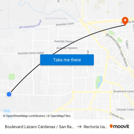 Boulevard Lázaro Cárdenas / San Ramón to Rectoría Uabc map