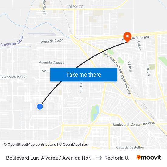 Boulevard Luis Álvarez / Avenida Noruega to Rectoría Uabc map