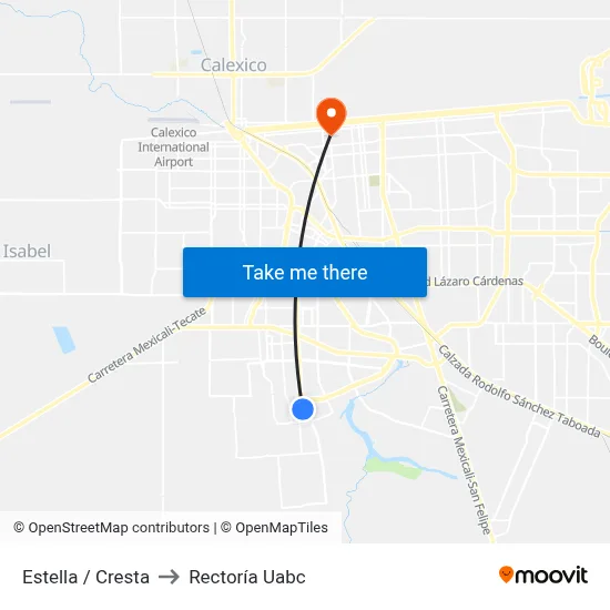 Estella / Cresta to Rectoría Uabc map