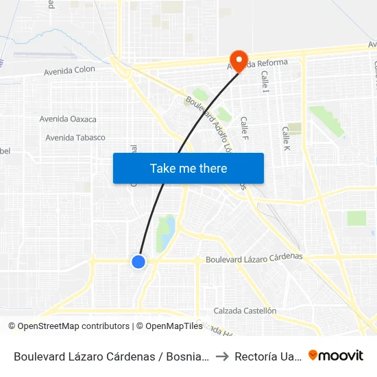 Boulevard Lázaro Cárdenas / Bosnia Sur to Rectoría Uabc map