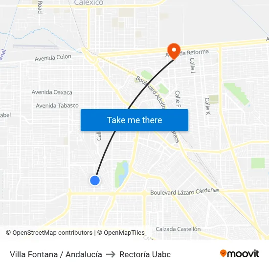 Villa Fontana / Andalucía to Rectoría Uabc map