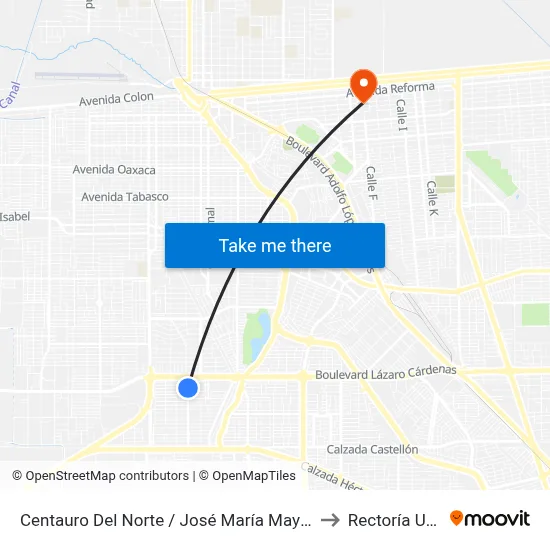 Centauro Del Norte / José María Maytorena to Rectoría Uabc map