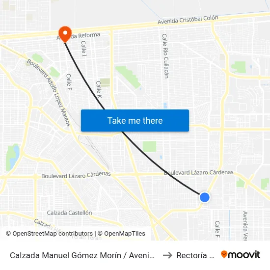 Calzada Manuel Gómez Morín / Avenida Magisterio to Rectoría Uabc map