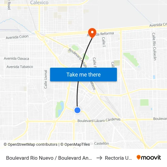 Boulevard Rio Nuevo / Boulevard Anáhuac to Rectoría Uabc map