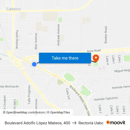 Boulevard Adolfo López Mateos, 400 to Rectoría Uabc map