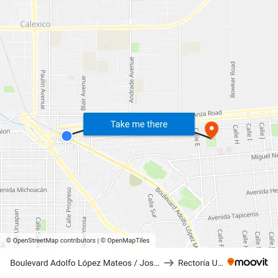 Boulevard Adolfo López Mateos / José Azueta to Rectoría Uabc map