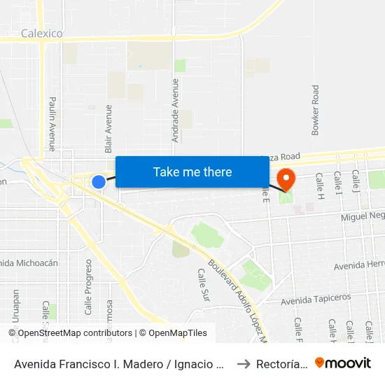 Avenida Francisco I. Madero / Ignacio Manuel Altamirano to Rectoría Uabc map