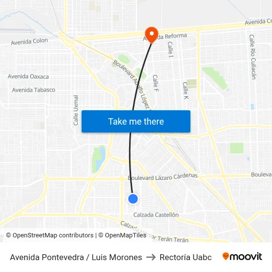 Avenida Pontevedra / Luis Morones to Rectoría Uabc map