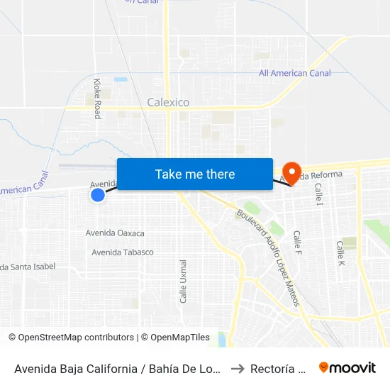 Avenida Baja California / Bahía De Los Ángeles to Rectoría Uabc map