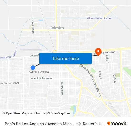Bahía De Los Ángeles / Avenida Michoacán to Rectoría Uabc map
