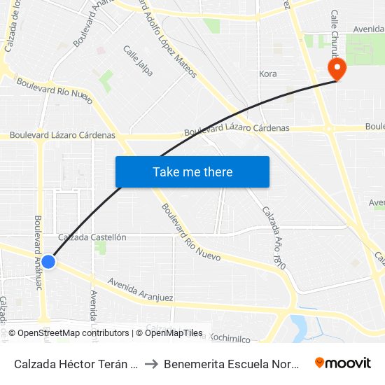 Calzada Héctor Terán Terán / Calzada Anáhuac to Benemerita Escuela Normal Urbana Federal Fronteriza map