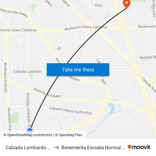 Calzada Lombardo Toledano / Caldera to Benemerita Escuela Normal Urbana Federal Fronteriza map