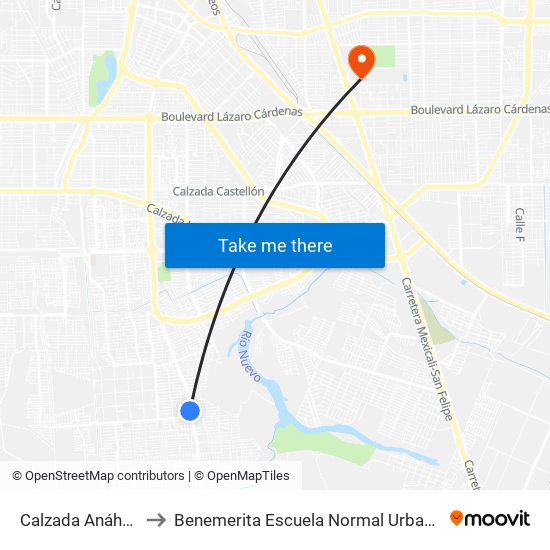 Calzada Anáhuac / Nava to Benemerita Escuela Normal Urbana Federal Fronteriza map