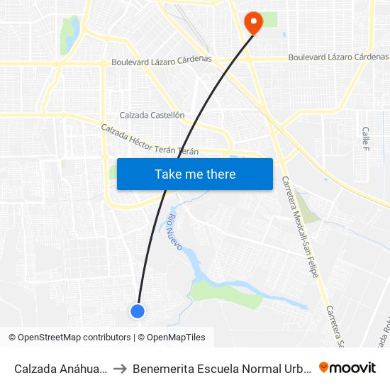 Calzada Anáhuac / Capileiro to Benemerita Escuela Normal Urbana Federal Fronteriza map