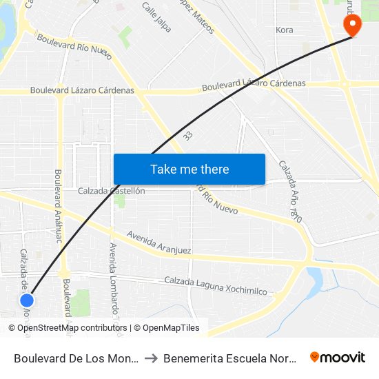Boulevard De Los Monarcas / Leonardo Da Vinci to Benemerita Escuela Normal Urbana Federal Fronteriza map
