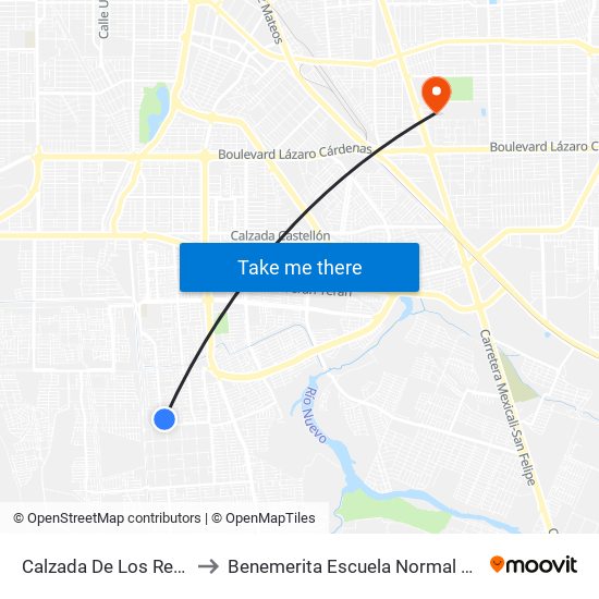 Calzada De Los Reyes / Villarobledo to Benemerita Escuela Normal Urbana Federal Fronteriza map