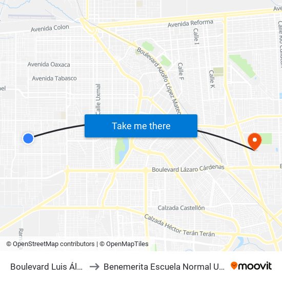 Boulevard Luis Álvarez / Noruega to Benemerita Escuela Normal Urbana Federal Fronteriza map