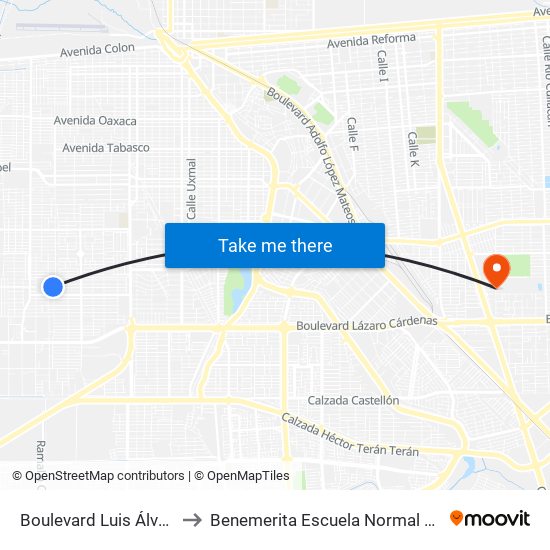 Boulevard Luis Álvarez / Arquitectos to Benemerita Escuela Normal Urbana Federal Fronteriza map