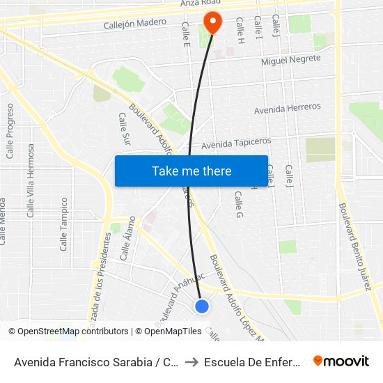 Avenida Francisco Sarabia / Cañitas to Escuela De Enfermeria map