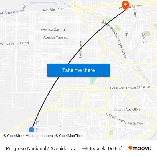 Progreso Nacional / Avenida Lázaro Cárdenas to Escuela De Enfermeria map