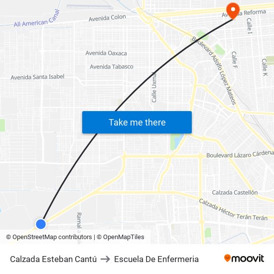 Calzada Esteban Cantú to Escuela De Enfermeria map