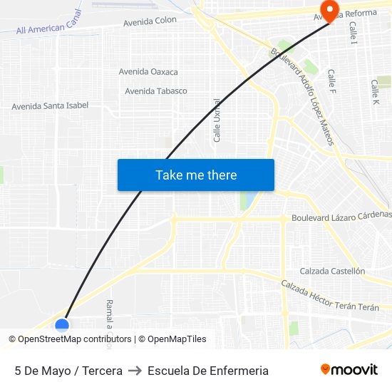 5 De Mayo / Tercera to Escuela De Enfermeria map