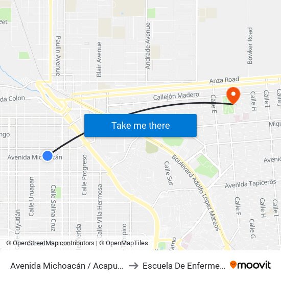 Avenida Michoacán / Acapulco to Escuela De Enfermeria map